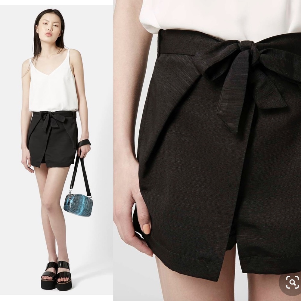 Topshop Origami Black Wrap Tie Skort